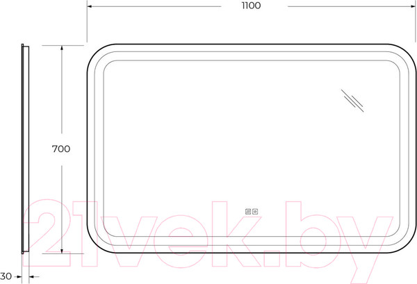 Изображение товара Зеркало Cezares CZR-SPC-STYLUS-1100-700-TCH-WARM