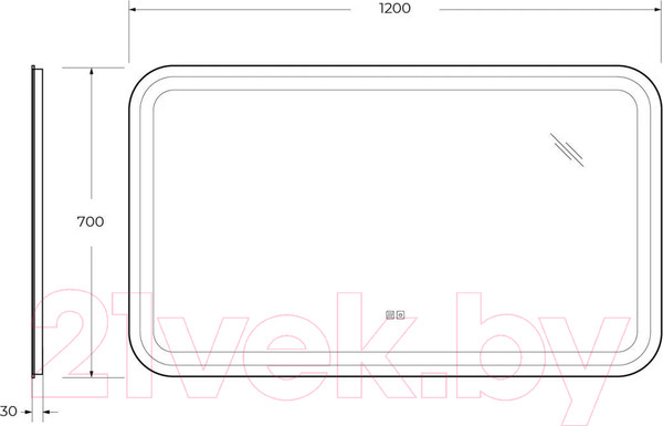 Изображение товара Зеркало Cezares CZR-SPC-STYLUS-1200-700-TCH-WARM