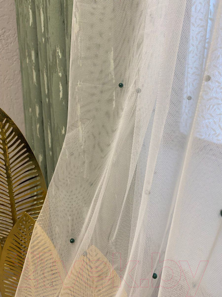 Изображение товара Гардина Модный текстиль 112MTPERL02 (240x600, белый/изумруд)