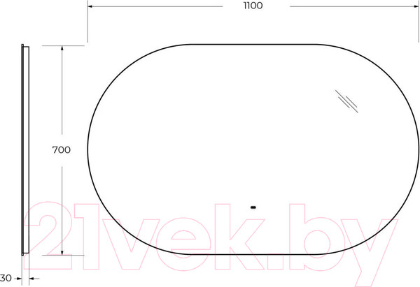 Изображение товара Зеркало Cezares CZR-SPC-VAGUE-1100-700-MOV