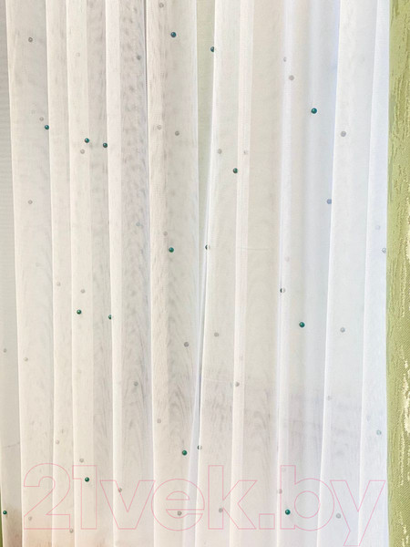 Изображение товара Гардина Модный текстиль 112MTPERL02 (260x600, белый/изумруд)