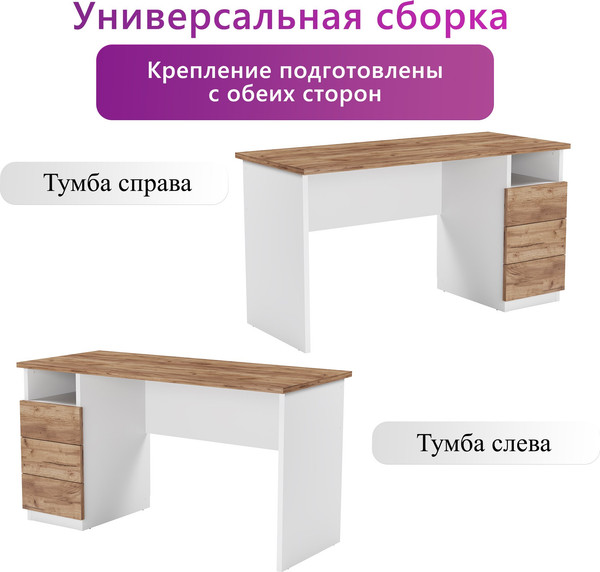 Изображение товара Письменный стол Mio Tesoro Велия МВ-08 (дуб крафт золотой/белый)