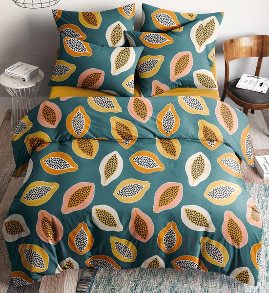 Изображение товара Комплект постельного белья Ночь нежна Папайя Стандарт 1.5сп 70x70 / 70946-1+70648-17