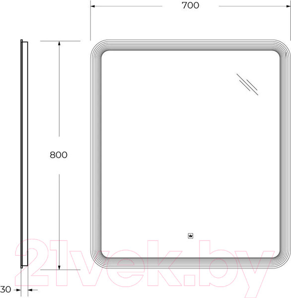 Изображение товара Зеркало Cezares CZR-SPC-DUET-700-800-LED-TCH