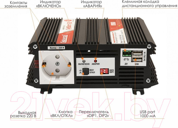 Изображение товара Автомобильный инвертор Сибконтакт СибВатт 312