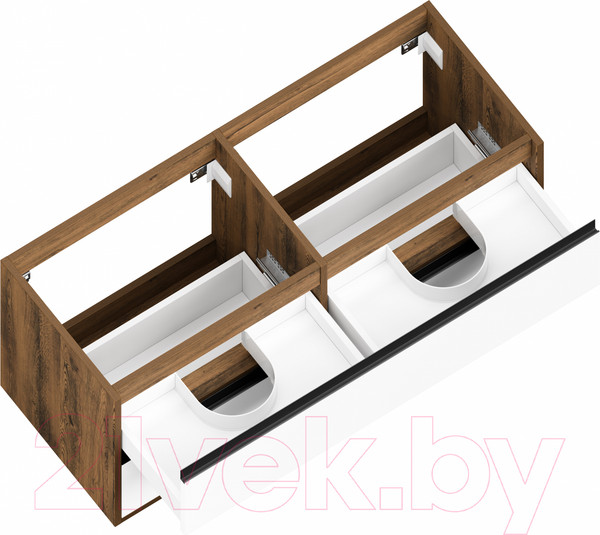 Изображение товара Тумба под умывальник ЗОВ Парма 120 / P120LA0MWMC1B (аттик/белый матовый/черный)