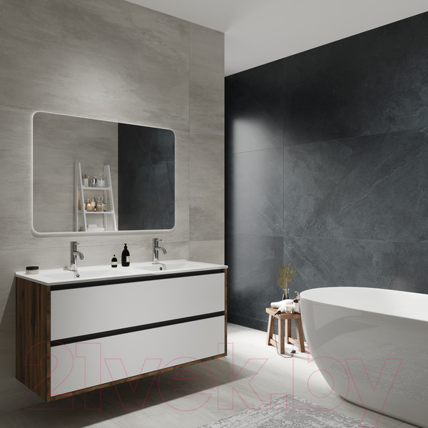 Изображение товара Тумба под умывальник ЗОВ Парма 120 / P120LA0MWMC1B (аттик/белый матовый/черный)