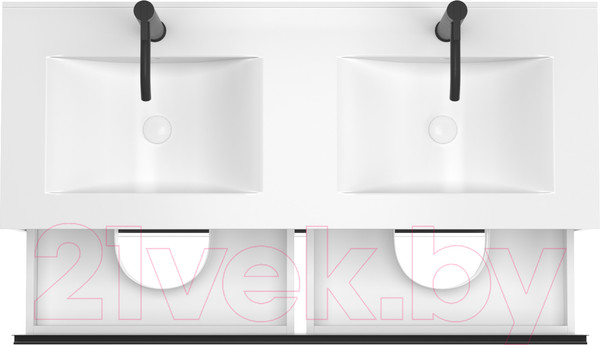 Изображение товара Тумба под умывальник ЗОВ Парма 120 / P120LA0MWMC1B (аттик/белый матовый/черный)