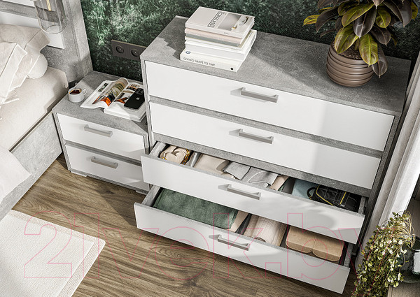 Изображение товара Комод Стендмебель Денвер КМ 01 (белый/ателье светлое)