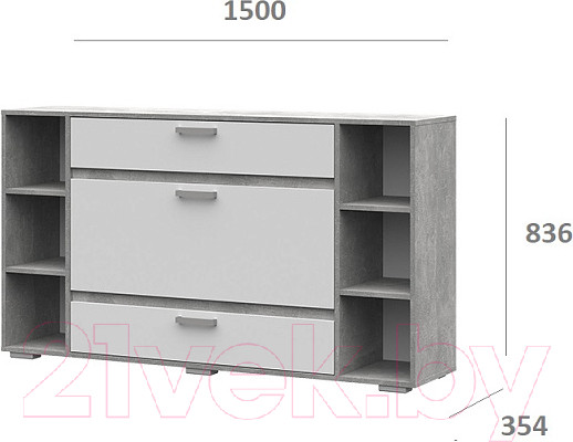 Изображение товара Комод Стендмебель Денвер КМ 02 (белый/ателье светлое)