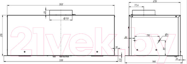Изображение товара Вытяжка скрытая Elikor Cube 60П-650/235568 (белый/белый)
