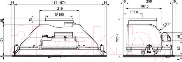 Изображение товара Вытяжка скрытая Elikor Pandora 52П-450/229364 (черный)
