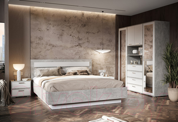 Изображение товара Прикроватная тумба Стендмебель Денвер ТБ 01 (белый/ателье светлое)