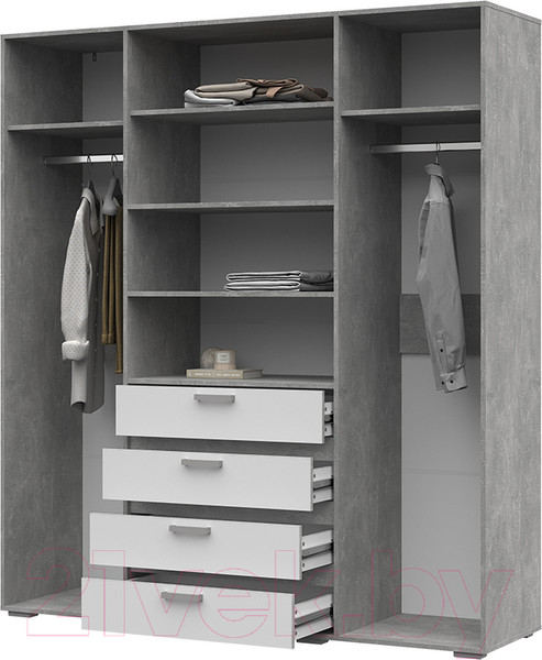 Изображение товара Шкаф Стендмебель Денвер ШК 02 с зеркалом (белый/ателье светлое)