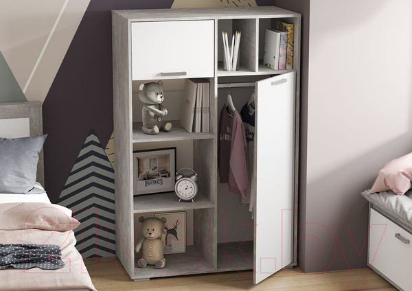 Изображение товара Стеллаж Стендмебель Денвер ШК 03 (белый/ателье светлое)