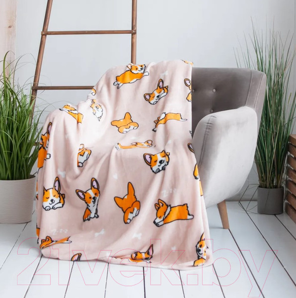 Изображение товара Плед Casa Conforte Festival Корги 150x200 / 6154724 (кремовый)