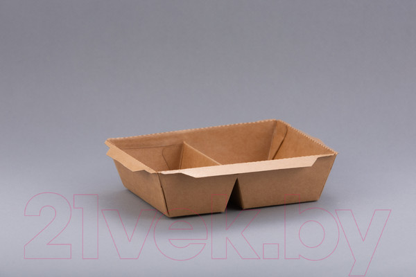 Изображение товара Набор одноразовых контейнеров Paperko Двухсекционный С пластиковой крышкой конт500-2К (50шт)