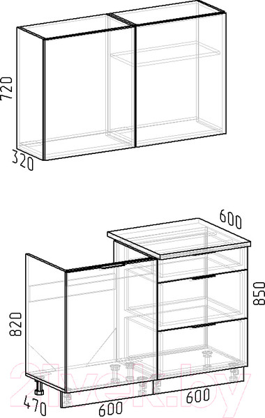 Изображение товара Кухонный гарнитур Интермебель Микс Топ-1 1.2м (белый премиум/графит серый/тунис)