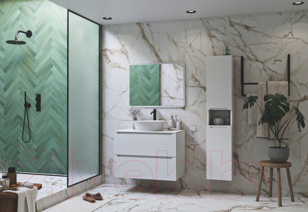 Изображение товара Тумба под умывальник ЗОВ Дион 80 / D80LWP0M9003MKV5-KP13W (белый матовый)