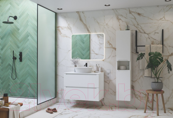 Изображение товара Тумба под умывальник ЗОВ Дион 90 / D90LWP0M9003MKV5-KP13W (белый матовый)