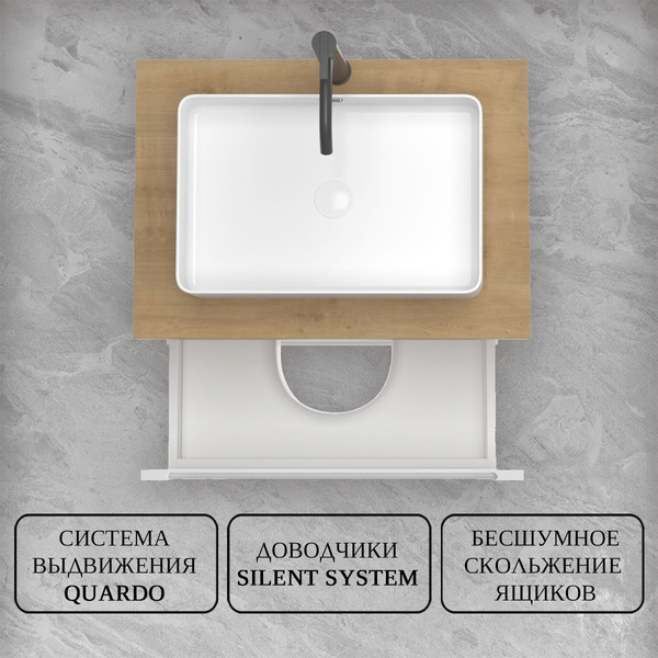 Изображение товара Тумба под умывальник ЗОВ Дион 60 / D60LWP0M9003MKV5-HPL38T (туя/белый матовый)