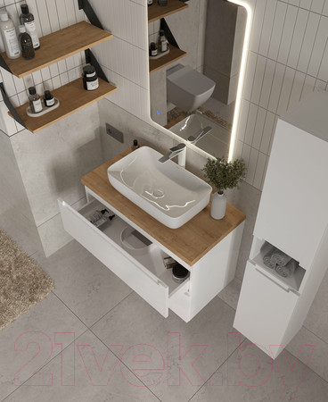 Изображение товара Тумба под умывальник ЗОВ Дион 80 / D80LWP0M9003MKV5-HPL38T (туя/белый матовый)