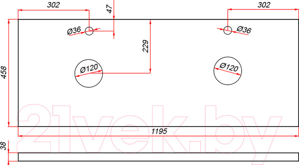 Изображение товара Тумба под умывальник ЗОВ Дион 120 / D120LWP0M9003MKV5-HPL38T (туя/белый матовый)