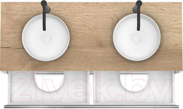 Изображение товара Тумба под умывальник ЗОВ Дион 120 / D120LWP0M9003MKV5-HPL38T (туя/белый матовый)