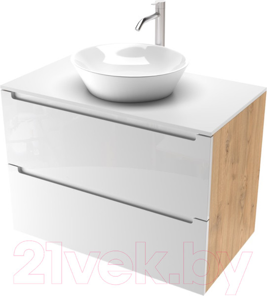 Изображение товара Тумба под умывальник ЗОВ Дион 90 / D90LHO0M9003GKV5-KP13W (белый глянец/дуб)
