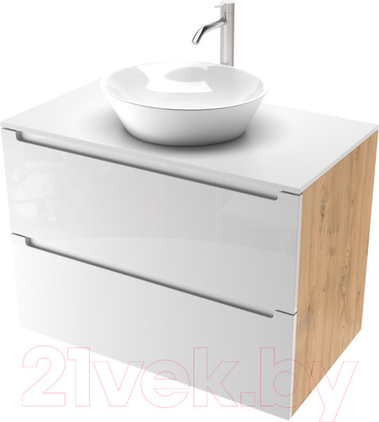 Изображение товара Тумба под умывальник ЗОВ Дион 100 / D100LHO0M9003GKV5-KP13W (белый глянец/дуб)