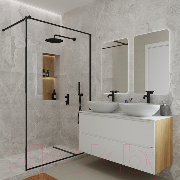 Изображение товара Тумба под умывальник ЗОВ Дион 120 / D120LHO0M9003GKV5-KP13W (белый глянец/дуб)