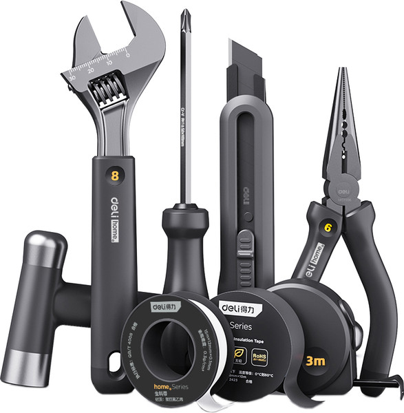 Изображение товара Универсальный набор инструментов Deli HS Home HT0008 (8пр, черный)