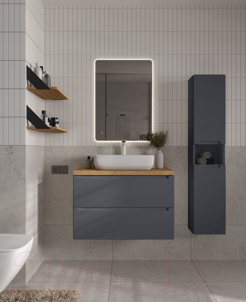 Изображение товара Тумба под умывальник ЗОВ Дион 70 / D70LAFM7015MKV5-HPL38T (туя/графит матовый)