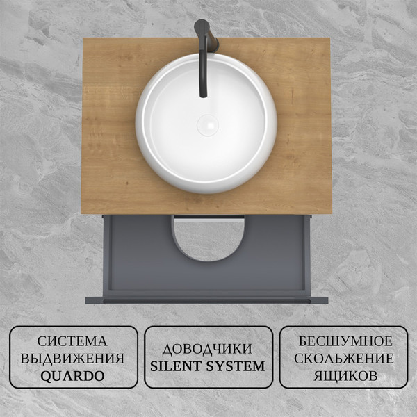 Изображение товара Тумба под умывальник ЗОВ Дион 80 / D80LAFM7015MKV5-HPL38T (туя/графит матовый)