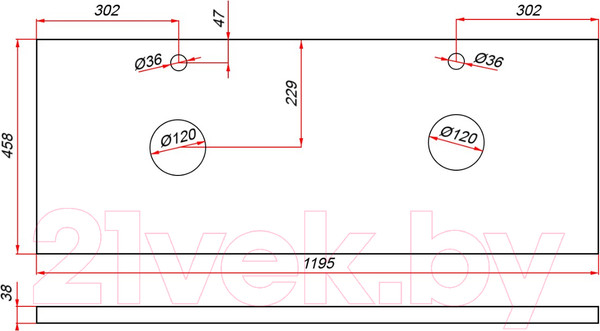 Изображение товара Тумба под умывальник ЗОВ Дион 120 / D120LAFM7015MKV5-HPL38T (туя/графит матовый)