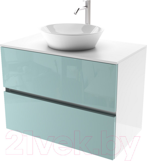 Изображение товара Тумба под умывальник ЗОВ Лира 70 / L70MW0MAGVA-KP13W (белый/адриатик)