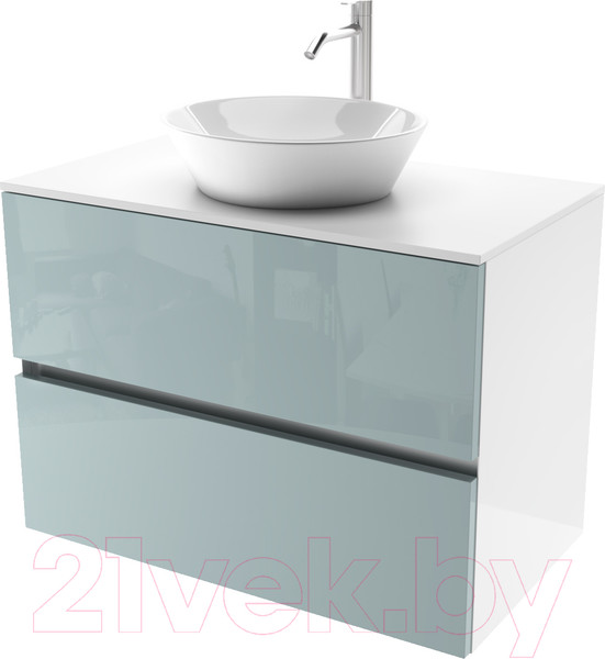 Изображение товара Тумба под умывальник ЗОВ Лира 80 / L80MW0MAGVA-KP13W (белый/адриатик)