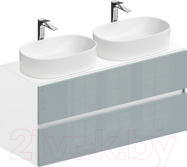 Изображение товара Тумба под умывальник ЗОВ Лира 120 / L120MW0MAGVA-KP13W (белый/адриатик)