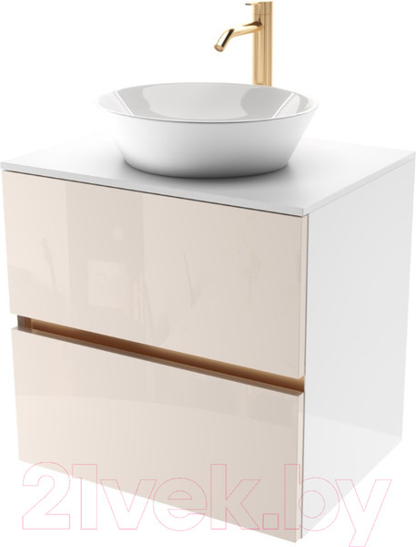 Изображение товара Тумба под умывальник ЗОВ Лира 70 / L70MW0MTGVG-KP13W (белый/тальк)