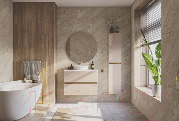 Изображение товара Тумба под умывальник ЗОВ Лира 70 / L70MW0MTGVG-KP13W (белый/тальк)