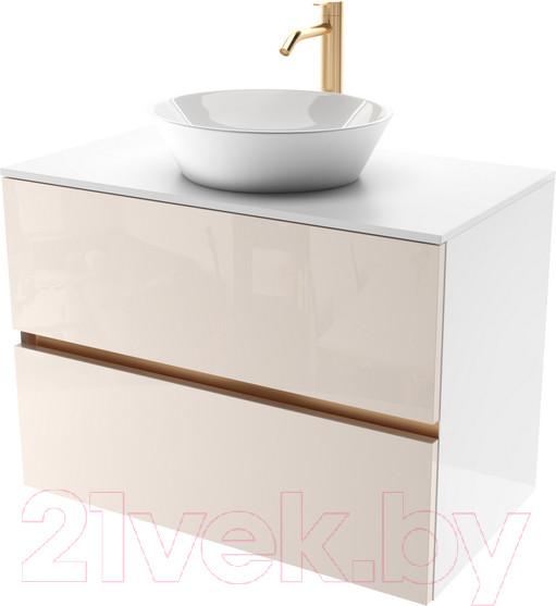 Изображение товара Тумба под умывальник ЗОВ Лира 100 / L100MW0MTGVG-KP13W (белый/тальк)