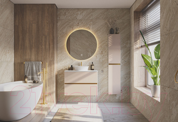 Изображение товара Тумба под умывальник ЗОВ Лира 100 / L100MW0MTGVG-KP13W (белый/тальк)