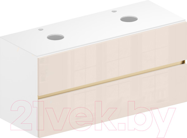 Изображение товара Тумба под умывальник ЗОВ Лира 120 / L120MW0MTGVG-KP13W (белый/тальк)