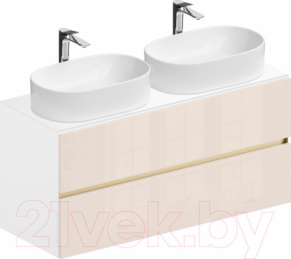 Изображение товара Тумба под умывальник ЗОВ Лира 120 / L120MW0MTGVG-KP13W (белый/тальк)