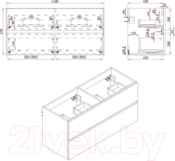 Изображение товара Тумба под умывальник ЗОВ Лира 120 / L120MW0MTGVG-KP13W (белый/тальк)