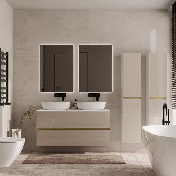 Изображение товара Тумба под умывальник ЗОВ Лира 120 / L120MW0MTGVG-KP13W (белый/тальк)