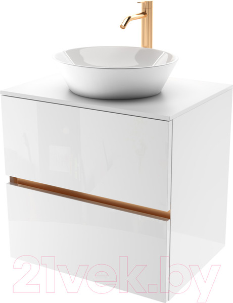 Изображение товара Тумба под умывальник ЗОВ Лира 70 / L70MW0MWGVG-KP13W (белый/белый глянец)