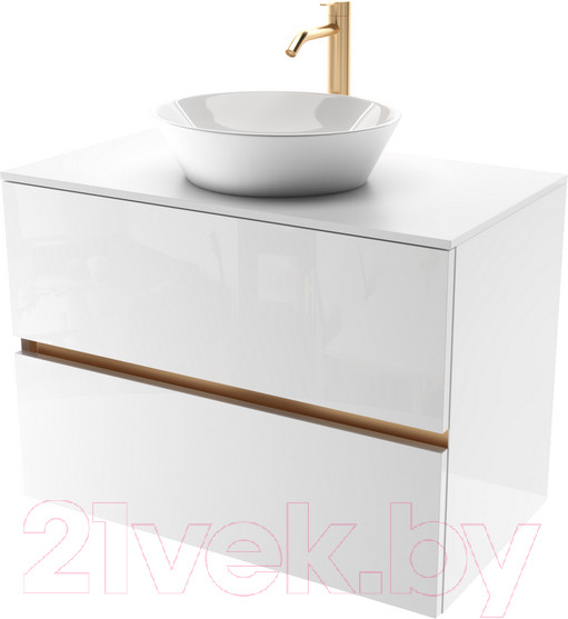 Изображение товара Тумба под умывальник ЗОВ Лира 80 / L80MW0MWGVG-KP13W (белый/белый глянец)