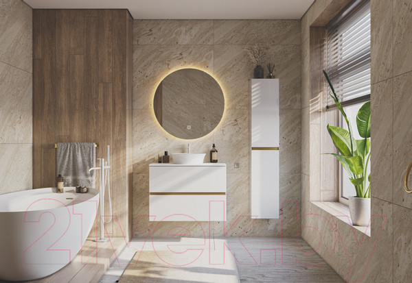 Изображение товара Тумба под умывальник ЗОВ Лира 80 / L80MW0MWGVG-KP13W (белый/белый глянец)