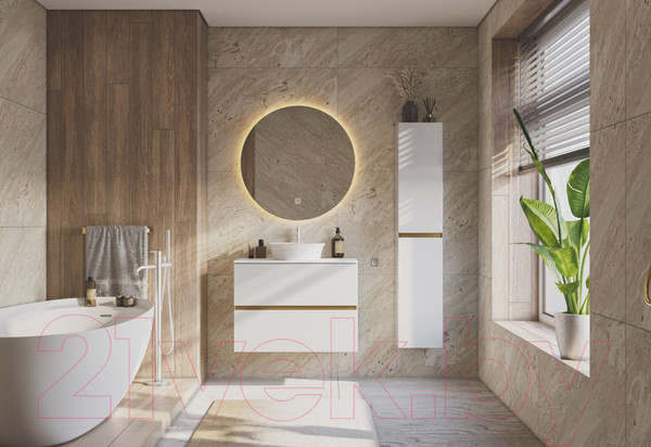 Изображение товара Тумба под умывальник ЗОВ Лира 90 / L90MW0MWGVG-KP13W (белый/белый глянец)